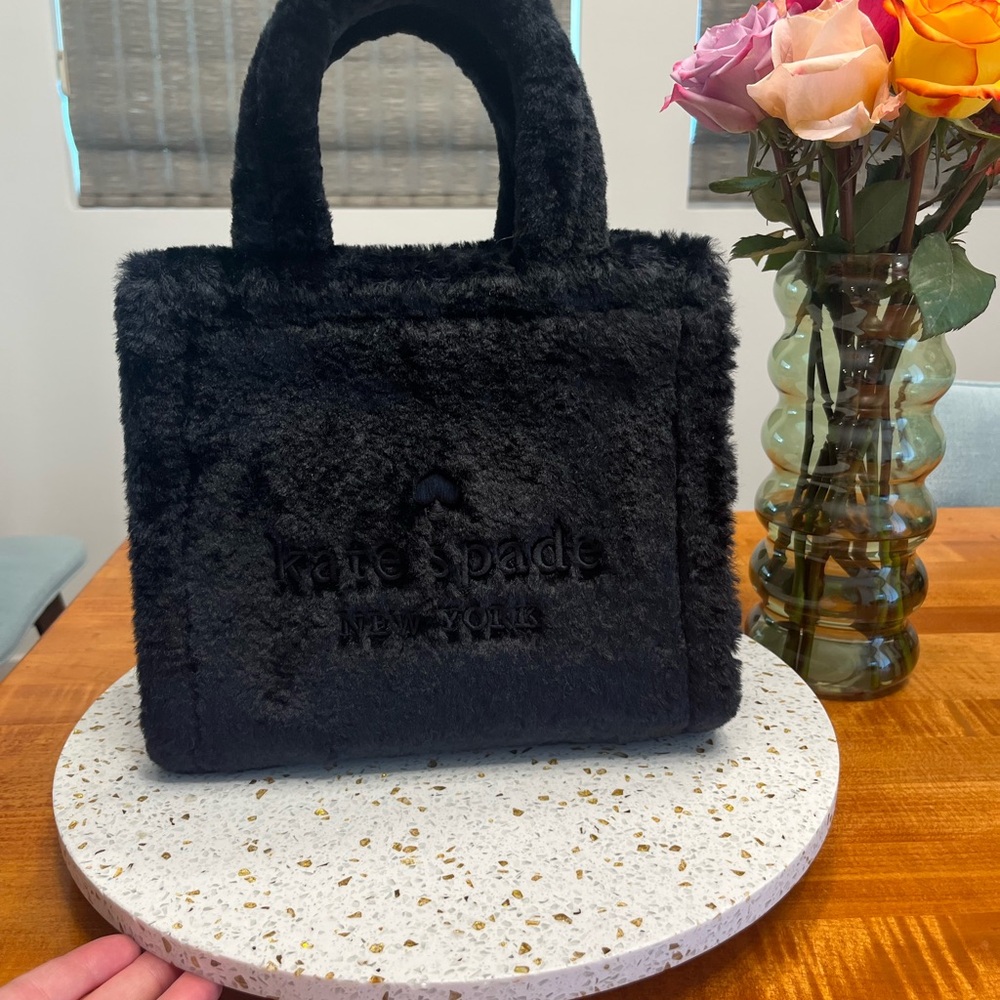Kate Spade Ellie Black Faux Fur Tote Bag
